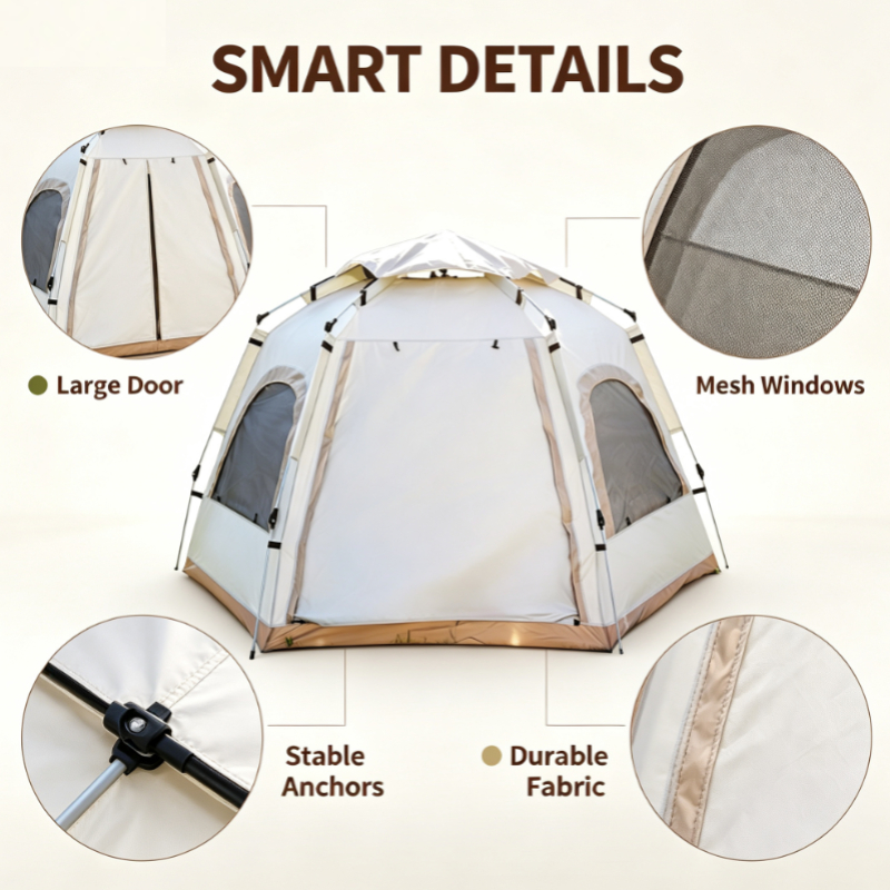 White Hexagonal Pop-Up Camping - Outdoor Adventure Uva ulasan dan harga