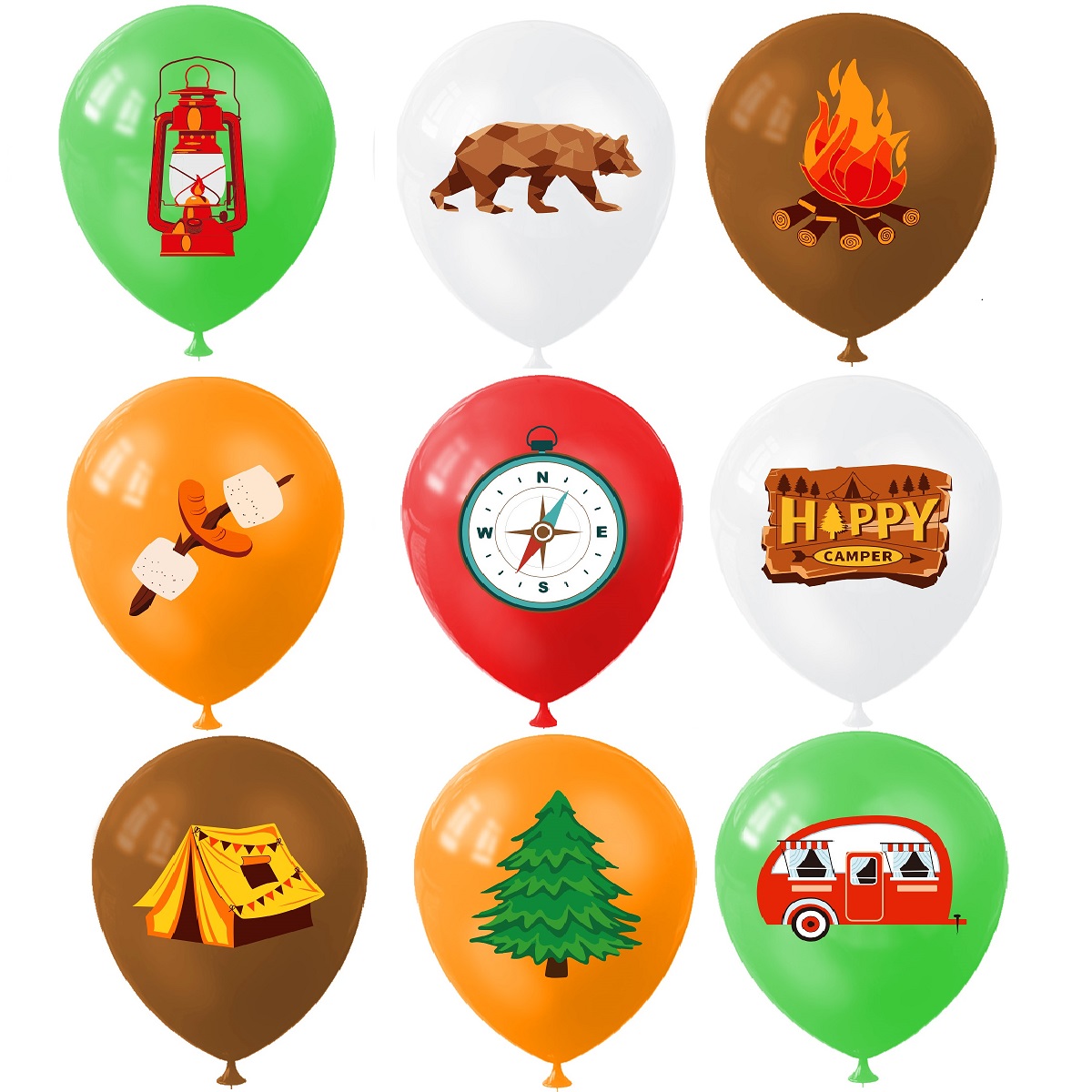 9pcs Happy Camping Balloon, Ou - Outdoor Adventure Kit ulasan dan harga