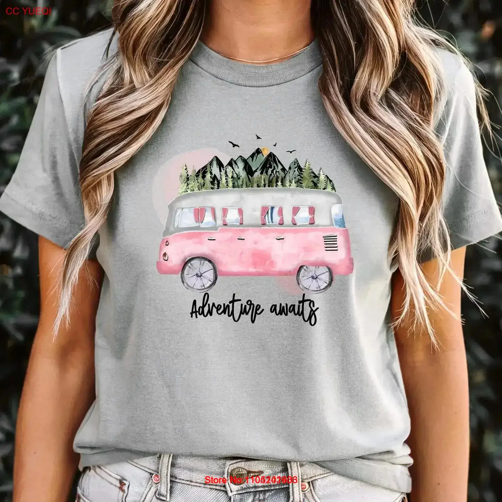 Adventure Awaits T Shirt Campi - Outdoor Adventure Mountaintop Backpack ulasan dan harga