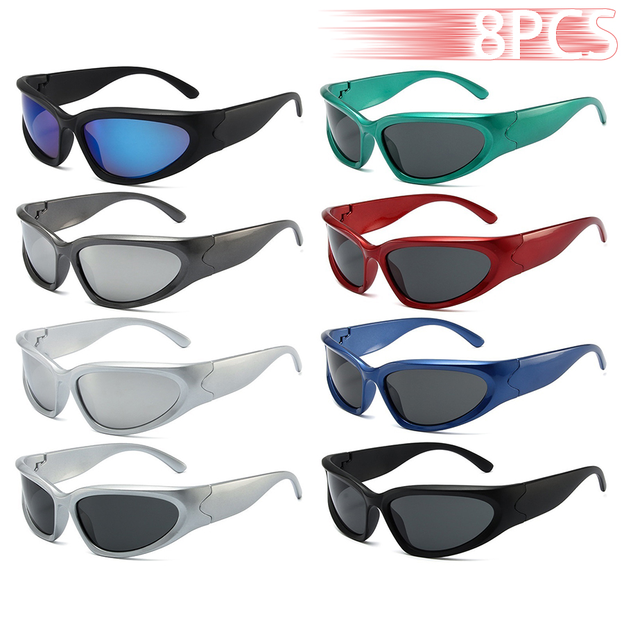8PCS Y2K Punk Club Sunglasses  - Outdoor Adventure Club ulasan dan harga
